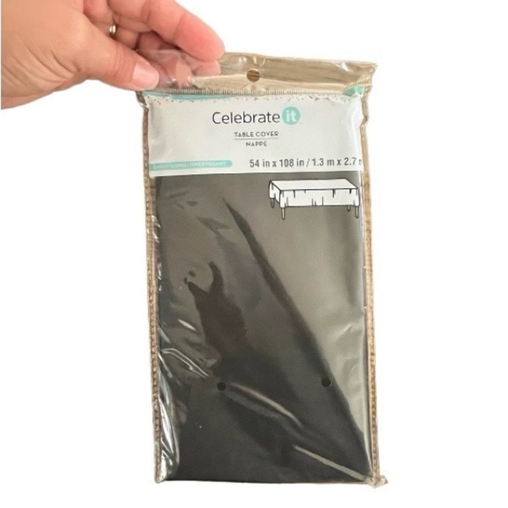 Celebrate it Black Table Cover 54 in x 108 in. NWT